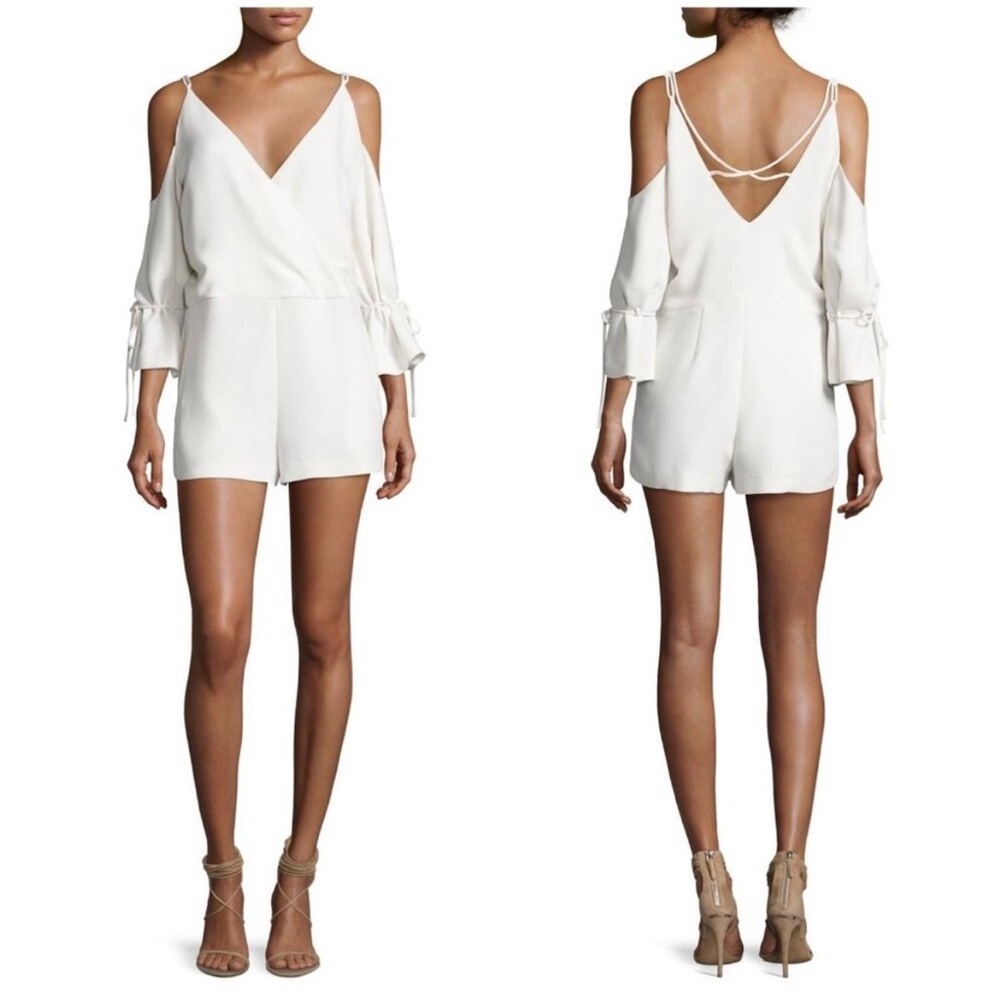 IRO Ludolph Strappy Off-Shoulder Romper • Ivory Crepe | Size 34 (XS)